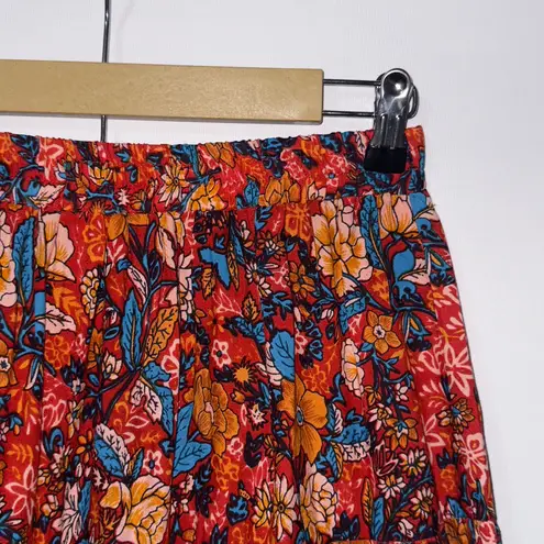 Frille Rose Boho vintage Floral Tiered Maxi Skirt women’s Size Medium Orange