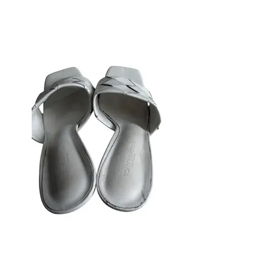 Tony Bianco White Leather Woven Sandals Heels Size 7.5