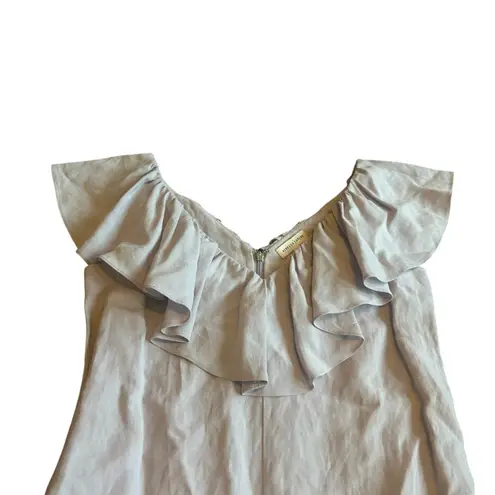 Rebecca Taylor Linen Blend Mini Dress Lilac Ruffle Classic Size 0 Women's