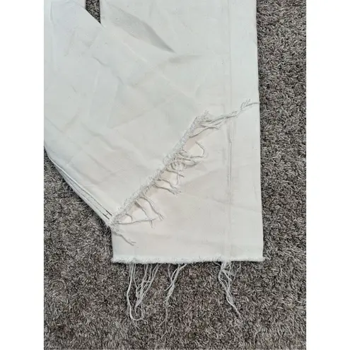 Ética Altin Loose Fit Jeans Natural Denim Mid Rise Relaxed Leg Frayed Hem 27 White