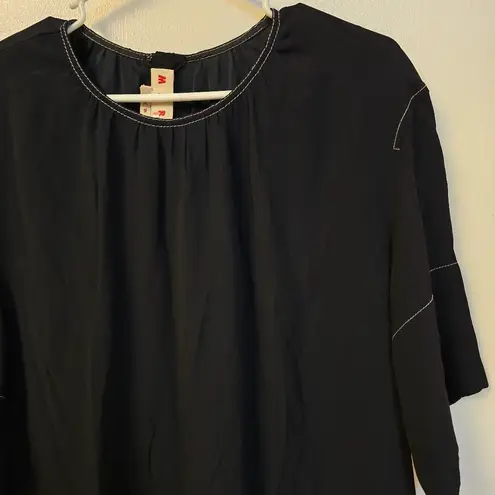 Marni Womens Crepe Envers Satin Short Sleeve Dress Deep Blue sz 42 Oversized Blue