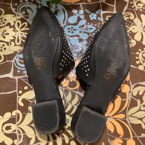 Beast Fashion Black Flat Studded Mules Sz: 7.5