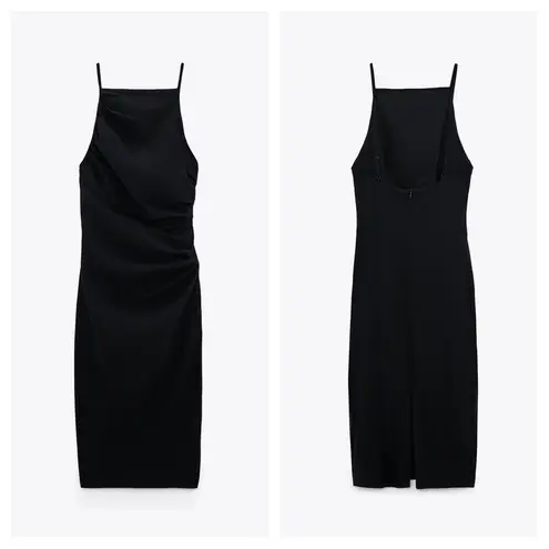 kiiraとなります Zara Black Draped High Square Neck Ruched Bodycon Cocktail