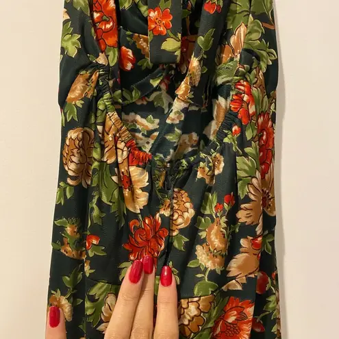 Floral Vintage Maxi Dress Green Size M