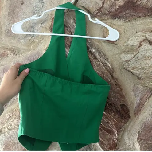 Commense Halter Button Top Shorts Set size Large Green