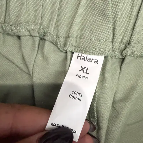 Halara NWT Mid Rise Zipper Pocket Casual Cotton Joggers Laurel Green X-Large