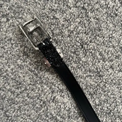 A. BROD Vintage Womens Black Edgy Western Glitter Rhinestone Gem Skinny Belt Size L