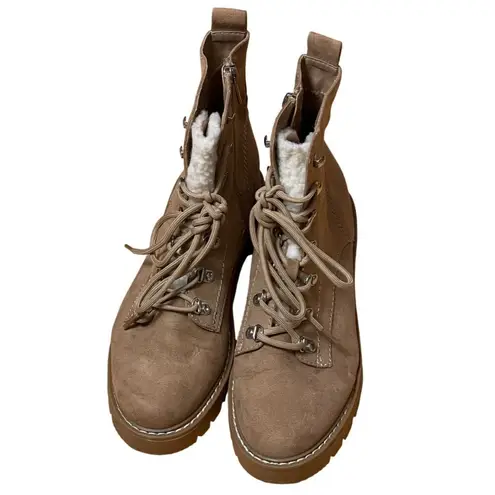 Design Lab NWOB Womens Indy Lace-Up Faux Shearling Lined Boots Size 9 Tan New