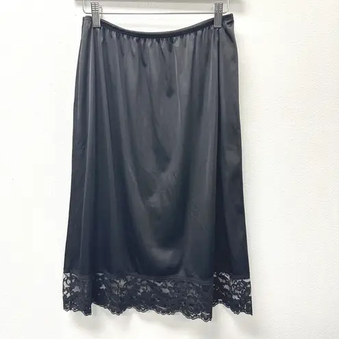 Unbranded Lace Trim Knee Length Slip Skirt Black Size M Size M