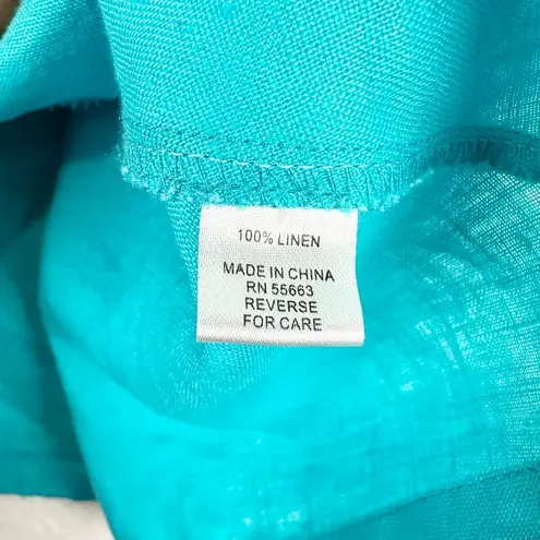 For Cynthia Linen Hooded Jacket Size Small Blue High Low Lagenlook