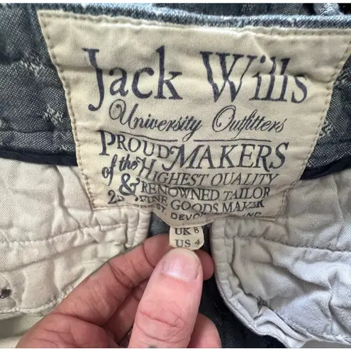 Jack Wills Jack Willis Blue Jacquard Embroidered Patterned Rolled Hem Cotton Shorts