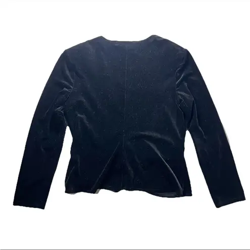 Vintage CDC Petites Women’s Velvet Blazer 14 Front Buckle 90s Glam Holiday Party Black