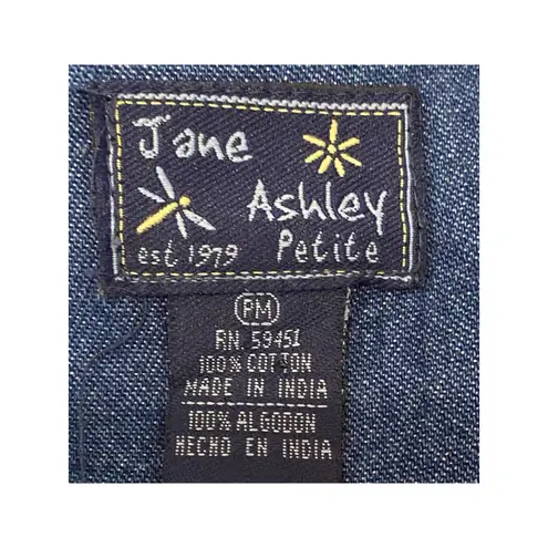 Jane Ashley Vintage Denim Jumper Dress Xmas Embroidered Santa Tree Sz PM