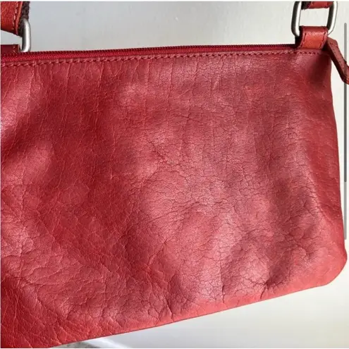 Jack Georges Rust Red Orange Adjustable Strap Leather Purse Brown