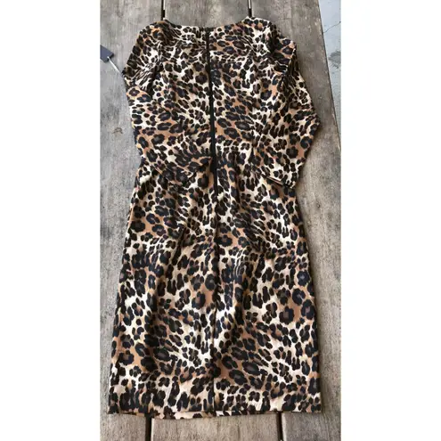 NYDJ Womens Dress Size 2 Ruched Leopard Print Sheath Built In Shapewear NEW