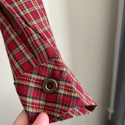 Vintage 90s Red Plaid Cropped Zip Jacket F Stop Grunge Tartan Indie Sleaze Sz 12