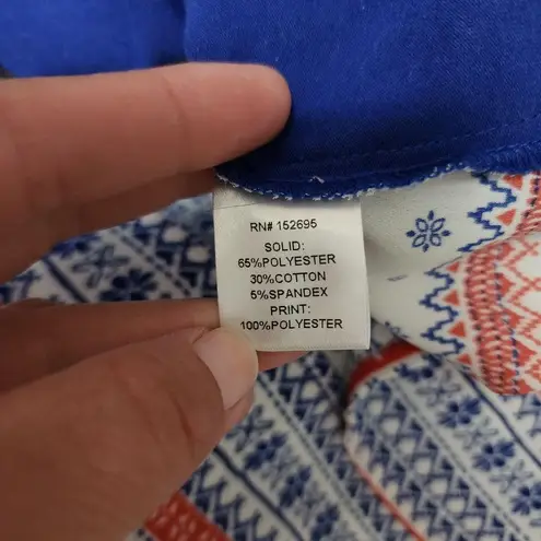 Stitch Fix Your Story Blue & Red Mixed Media Flowy Blouse Size 3X