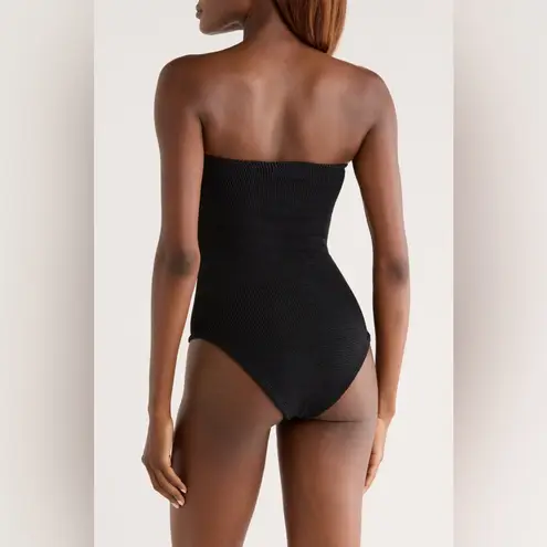 HUNZA G DOLLY STRAPLESS SEERSUCKER ONE PIECE SWIMSUIT, BRAND NEW, $255 Black Size undefined