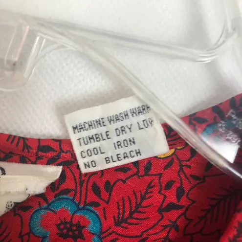 Oscar de la Renta Floral Red Long Sleeve Top Size 4