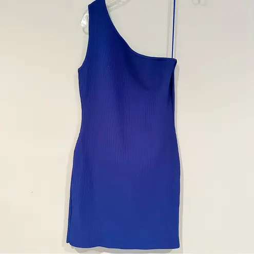 Sincerely Jules Stretch Knit One Shoulder Dress Women's Large Royal Blue Spandex