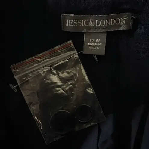 Jessica London NWT Size 18W Navy Blue Notch Collar Linen Blend Blazer Jacket