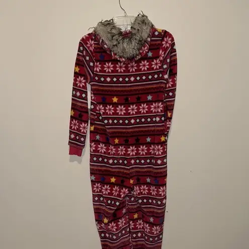 Holiday Time women’s small faux fur trim union suit