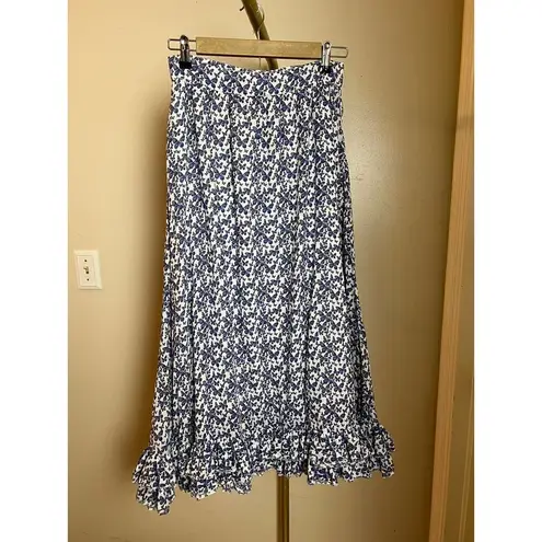 We are Sundays Cotton Midi Skirt with Purple Butterflies Ruffle Sz. 0 White