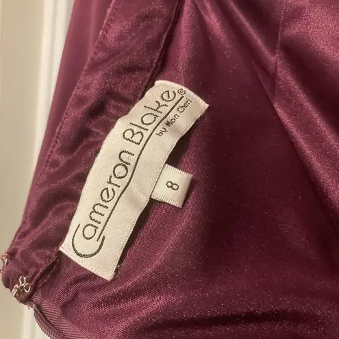 Mon Cheri Cameron Blake by Beaded Fusia/Purple Cold Shoulder Gown