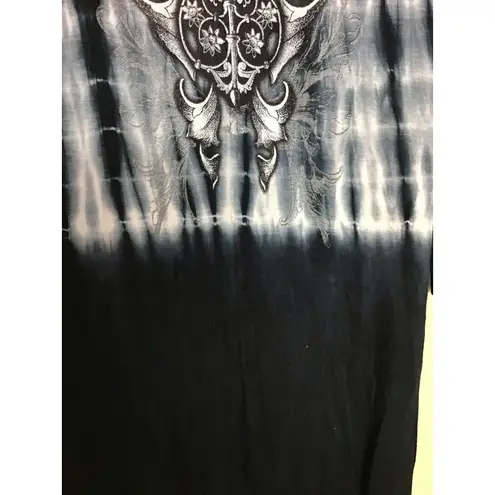 Vocal Women TieDye Tunic/Dress Rhinestone Embellished Shirt Sz. Sm/Med Blue/Grey