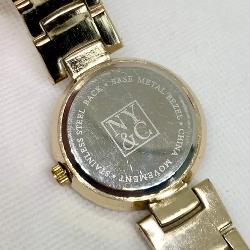 Ny & co women gold tone watch iced dial rhinestones 36mm up to 7.5” running