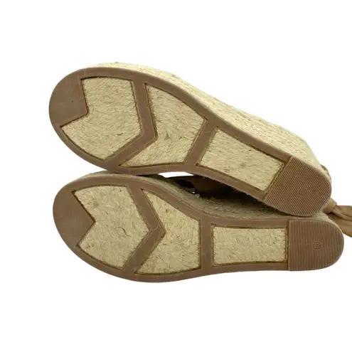 Marc Fisher  Mlandira Suede Platform Espadrille Wedge Lace Up Sandals