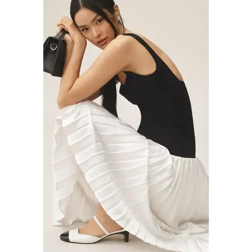 NWT Delfi Collective Caroline Pleated Colorblock Maxi Dress Black Women's Medium