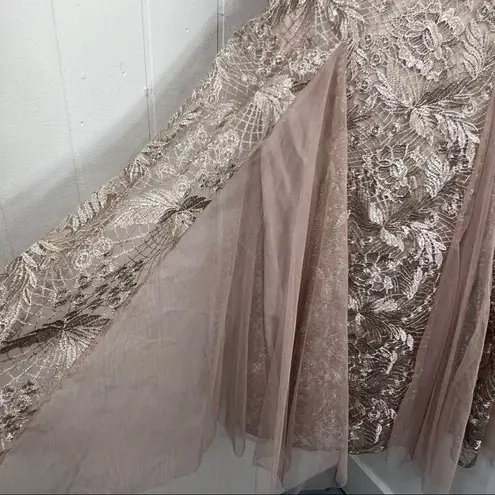 Alex Evenings Size 6 Long & Fit & Flare Dress Godet Detail w/all over Embroidery