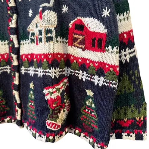 Heirloom Collectibles Women 18/20 3D Christmas Farmhouse Cardigan Cotton Blend Size XL