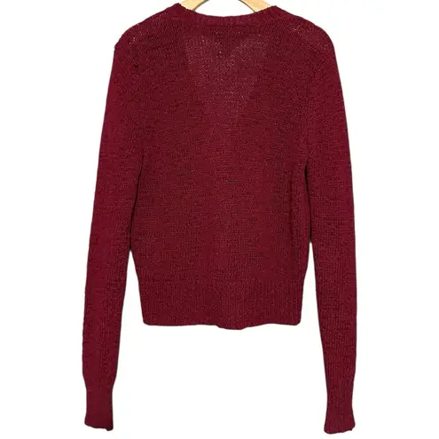 Lauren Ralph Lauren Women’s M Burgundy Wine Cotton Loose Knit Sweater Cardigan Red Size M