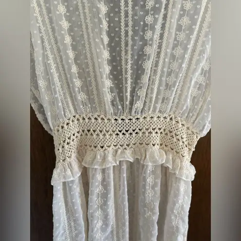 House Of Harlow 1960 Cream Sheer Lace Crochet Cardigan Duster Cover Up One Size Size undefined