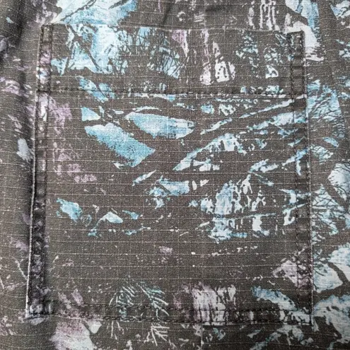 ATM Melillo Abstract Print Ripstop Cotton Skirt Grey Purple Turquoise Camo Sz 6 Blue