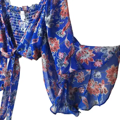 MISA Los Angeles NWT Ancora Floral Tie Crop Top in Blue