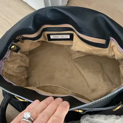 Jimmy Choo Authentic Black Leather Shoulder Bag.