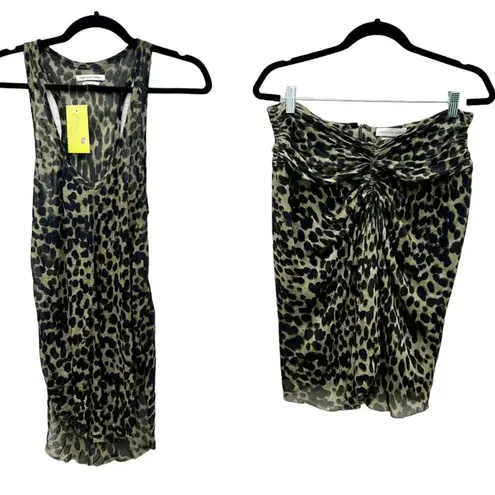 Isabel Marant Etoile Leopard Cameron Tank Skirt Set Black Womens Top US6 Skirt 8 Size M