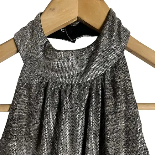 Black Halo Genesis Black Silver Wide Leg Halter Cocktail Jumpsuit Size 2