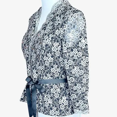Alex Evenings black silver Lace Sequins top blouse evening top S
