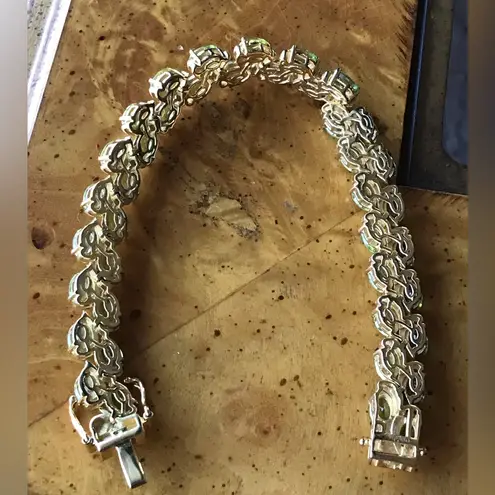 Natural Peridot Sterling Silver 18k Yellow Gold Vermeil Bracelet