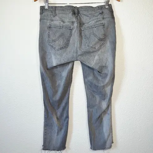 Indigo Blue Gray Denim Raw Hem Low Rise Under Belly Maternity Jeans Size Small