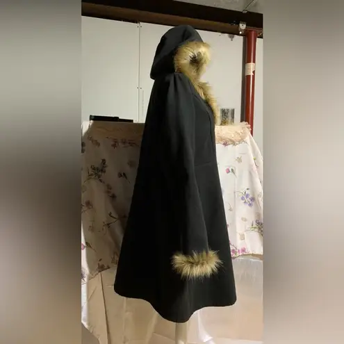 Black Faux Fur Trimmed Jacket Size L