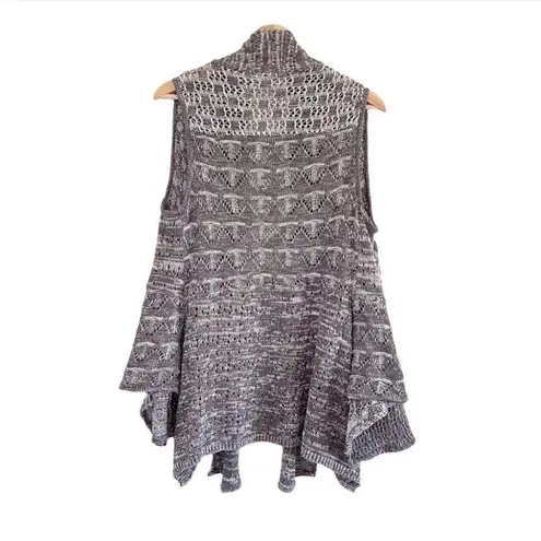 Anthropologie Moth Lavena Pointelle Vest Womens XS Gray Draped Crochet Cardigan