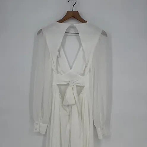 Lulus Talk About Divine White Long Sleeve Backless Maxi Dress Size M Size M