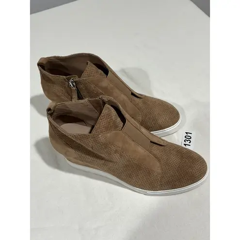 Woman’s L Paolo 9m Tan Suede Wedge Sneaker Ankle Bootie Brown Size 9