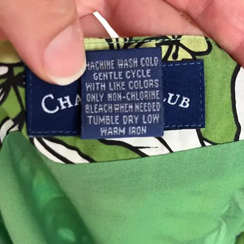 Charter Club Vintage Green And White Tropical Print Wrap Skirt Size 6