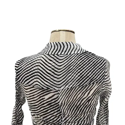 Tanya Taylor Tanya Taylor Shirt Top Blouse Button Down Ruched Zebra Print Silk Size 2